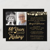 Invitation Anniversaire 80 ans dans la fabrication 2 photos n (Devant / Derrière)