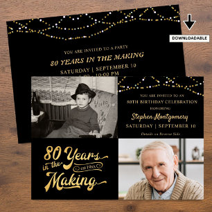 Invitation Anniversaire 80 ans dans la fabrication de l'or no