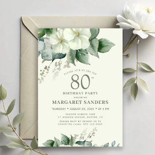 Invitation Anniversaire 80 ans élégant chic féminin floral