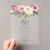 Invitation Anniversaire 80 Ans Fleur Rose Blanche (In situ (ordinateur de poche))