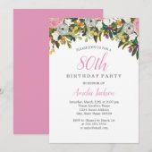 Invitation anniversaire 80 ans Fleur rose moderne (Devant / Derrière)