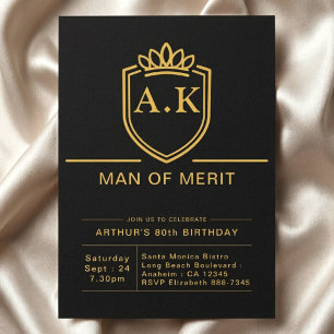 Invitation Anniversaire 80 Ans Mari Soirée Noir Or