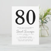 Invitation Anniversaire 80 ans noir et blanc écriture moderne (Debout devant)