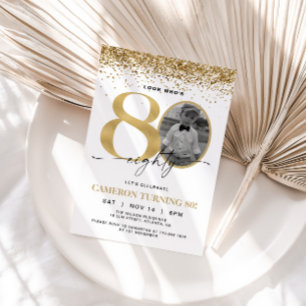 Invitation anniversaire 80 ans photo moderne paill
