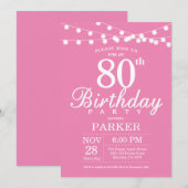 Invitation Anniversaire 80 Ans Rose (Devant / Derrière)
