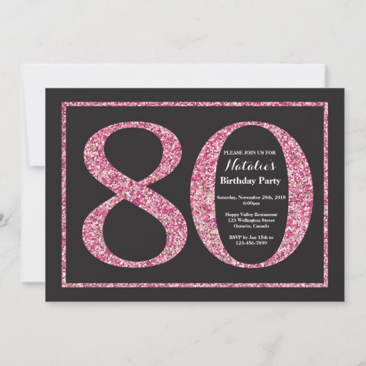 Invitation Anniversaire 80 Ans Tableau Noir Paille (Devant)