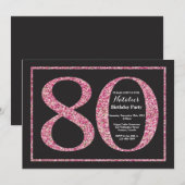 Invitation Anniversaire 80 Ans Tableau Noir Paille (Devant / Derrière)