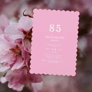 Invitation anniversaire 85 ans à bordure rose scal