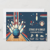Invitation Anniversaire 8 Ans Bowling Style Rétro  (Dos)