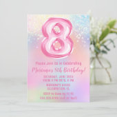Invitation Anniversaire 8 ans Pink Rainbow (Debout devant)