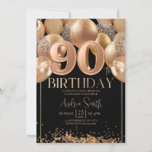 Invitation Anniversaire 90 Ans Ballons Rose Gold N