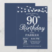Invitation Anniversaire 90 Ans Bleu (Devant / Derrière)