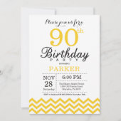 Invitation Anniversaire 90 ans Chevron Jaune (Devant)