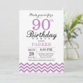 Invitation Anniversaire 90 Ans Chevron Violet (Debout devant)
