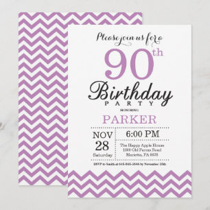 Invitation Anniversaire 90 Ans Chevron Violet