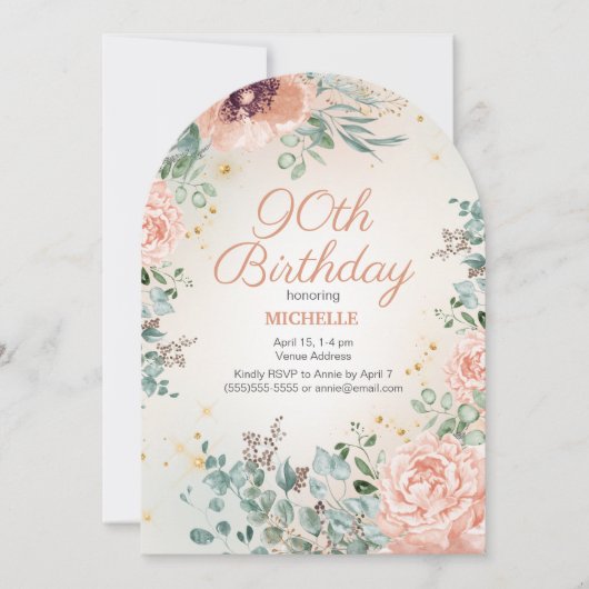 Invitation anniversaire 90 ans en forme d'arche Fl (Devant)