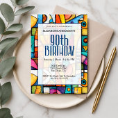 Invitation Anniversaire 90 Ans Moderne Cubiste