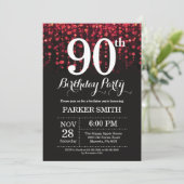 Invitation Anniversaire 90 Ans Paillettes Rouges (Debout devant)