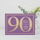 Invitation Anniversaire 90 Ans Paillettes Violette (Debout devant)