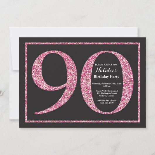 Invitation Anniversaire 90 Ans Tableau Noir Paille (Devant)
