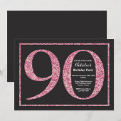 Invitation Anniversaire 90 Ans Tableau Noir Paille (Devant / Derrière)