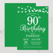 Invitation Anniversaire 90 ans Vert (Devant / Derrière)