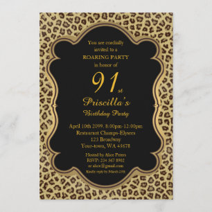 Invitation Anniversaire 91e, Cheetah, Black & Gold