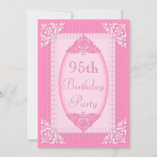 Invitation Anniversaire 95 ans élégant et rose féminin