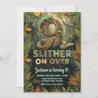 Invitation Anniversaire 9 ans Reptile Slither On Over