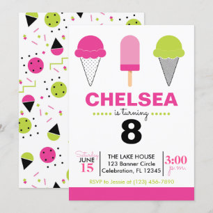 Invitation Anniversaire à la crème glacée rétro -