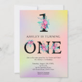 Invitation Anniversaire à la mode de lettres florales d'ombre (Devant)