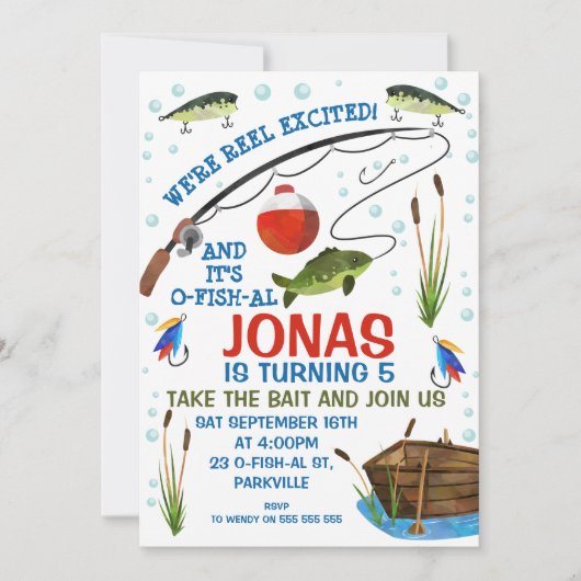 Invitation Anniversaire À La Pêche Ou À La Pêche (Devant)