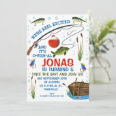 Invitation Anniversaire À La Pêche Ou À La Pêche (Debout devant)