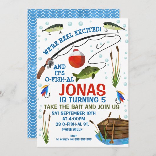 Invitation Anniversaire À La Pêche Ou À La Pêche (Devant / Derrière)