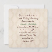 Invitation Anniversaire à l'ancienne avec roses sur damas (Dos)