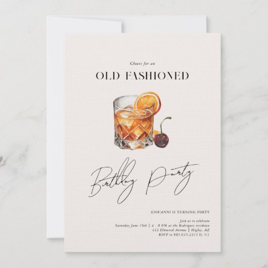 Invitation Anniversaire "à l'ancienne" | Cocktail Party (Devant)