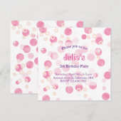 Invitation anniversaire à pois rose pastel (Devant / Derrière)