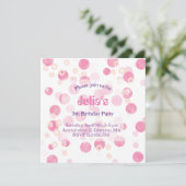 Invitation anniversaire à pois rose pastel (Debout devant)
