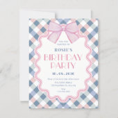 Invitation Anniversaire à ruban gingham (Devant)