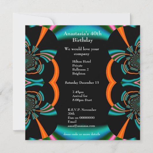 Invitation Anniversaire Abstrait Albums verts (Devant)