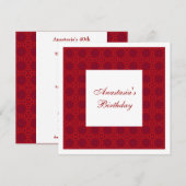 Invitation Anniversaire Abstrait Cercles Rouges (Devant / Derrière)