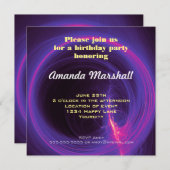 Invitation Anniversaire Abstrait circulaire rose et violet (Devant / Derrière)