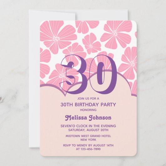 Invitation Anniversaire Abstrait de Carnation rose (Devant)