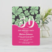 Invitation Anniversaire Abstrait de Chamomille Florale Rose (Debout devant)