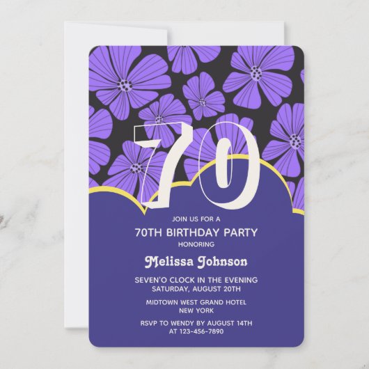 Invitation Anniversaire Abstrait de Chamomille Florale Violet (Devant)