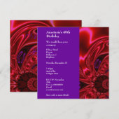 Invitation Anniversaire Abstrait Faux Soie Rouge V (Devant / Derrière)