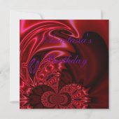 Invitation Anniversaire Abstrait Faux Soie Rouge V (Dos)