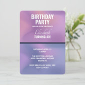 Invitation Anniversaire Abstrait moderne violet et rose (Debout devant)