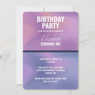 Invitation Anniversaire Abstrait moderne violet et rose