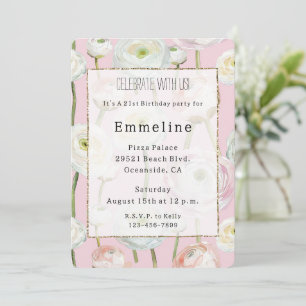 Invitation Anniversaire Abstrait rose chic